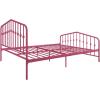 imageNovogratz Bushwick King Bed Frame Metal with Slightly Triangular Headboard Inset Spindles Adjustable Base for Storage No Box Spring Needed Gunmetal GreyHot Pink