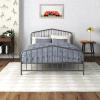 imageNovogratz Bushwick King Bed Frame Metal with Slightly Triangular Headboard Inset Spindles Adjustable Base for Storage No Box Spring Needed Gunmetal GreyGrey