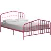 imageNovogratz Bushwick King Bed Frame Metal with Slightly Triangular Headboard Inset Spindles Adjustable Base for Storage No Box Spring Needed Gunmetal GreyHot Pink