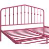 imageNovogratz Bushwick King Bed Frame Metal with Slightly Triangular Headboard Inset Spindles Adjustable Base for Storage No Box Spring Needed Gunmetal GreyHot Pink
