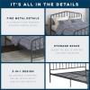 imageNovogratz Bushwick King Bed Frame Metal with Slightly Triangular Headboard Inset Spindles Adjustable Base for Storage No Box Spring Needed Gunmetal GreyGrey