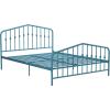 imageNovogratz Bushwick King Bed Frame Metal with Slightly Triangular Headboard Inset Spindles Adjustable Base for Storage No Box Spring Needed Gunmetal GreySea Blue