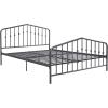 imageNovogratz Bushwick King Bed Frame Metal with Slightly Triangular Headboard Inset Spindles Adjustable Base for Storage No Box Spring Needed Gunmetal GreyGrey