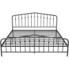 imageNovogratz Bushwick King Bed Frame Metal with Slightly Triangular Headboard Inset Spindles Adjustable Base for Storage No Box Spring Needed Sea BlueGunmetal Gray