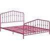 imageNovogratz Bushwick King Bed Frame Metal with Slightly Triangular Headboard Inset Spindles Adjustable Base for Storage No Box Spring Needed Sea BlueHot Pink