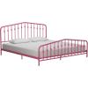 imageNovogratz Bushwick King Bed Frame Metal with Slightly Triangular Headboard Inset Spindles Adjustable Base for Storage No Box Spring Needed Sea BlueHot Pink