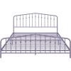 imageNovogratz Bushwick King Bed Frame Metal with Slightly Triangular Headboard Inset Spindles Adjustable Base for Storage No Box Spring Needed Sea BlueLavender