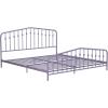 imageNovogratz Bushwick King Bed Frame Metal with Slightly Triangular Headboard Inset Spindles Adjustable Base for Storage No Box Spring Needed Sea BlueLavender