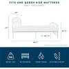 imageNovogratz Bushwick King Bed Frame Metal with Slightly Triangular Headboard Inset Spindles Adjustable Base for Storage No Box Spring Needed Sea BlueWhite