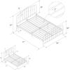 imageNovogratz Bushwick King Bed Frame Metal with Slightly Triangular Headboard Inset Spindles Adjustable Base for Storage No Box Spring Needed Sea BlueWhite