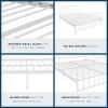 imageNovogratz Bushwick King Bed Frame Metal with Slightly Triangular Headboard Inset Spindles Adjustable Base for Storage No Box Spring Needed Sea BlueWhite