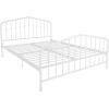 imageNovogratz Bushwick King Bed Frame Metal with Slightly Triangular Headboard Inset Spindles Adjustable Base for Storage No Box Spring Needed Sea BlueWhite