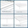 imageNovogratz Bushwick King Bed Frame Metal with Slightly Triangular Headboard Inset Spindles Adjustable Base for Storage No Box Spring Needed Sea BlueWhite