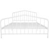 imageNovogratz Bushwick King Bed Frame Metal with Slightly Triangular Headboard Inset Spindles Adjustable Base for Storage No Box Spring Needed Sea BlueWhite