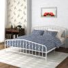 imageNovogratz Bushwick King Bed Frame Metal with Slightly Triangular Headboard Inset Spindles Adjustable Base for Storage No Box Spring Needed Sea BlueWhite