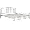 imageNovogratz Bushwick King Bed Frame Metal with Slightly Triangular Headboard Inset Spindles Adjustable Base for Storage No Box Spring Needed Sea BlueWhite