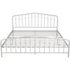 imageNovogratz Bushwick King Bed Frame Metal with Slightly Triangular Headboard Inset Spindles Adjustable Base for Storage No Box Spring Needed Sea BlueWhite