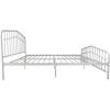 imageNovogratz Bushwick King Bed Frame Metal with Slightly Triangular Headboard Inset Spindles Adjustable Base for Storage No Box Spring Needed Sea BlueWhite