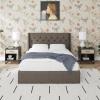 imageNovogratz Her Majesty Lift Up Storage Bed Frame Queen Light Gray Linen