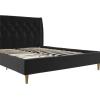imageNovogratz Her Majesty Tufted Upholstered Bed Frame Full Pink LinenBlack