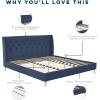 imageNovogratz Her Majesty Tufted Upholstered Bed Frame Full Pink LinenBlue Linen