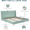 imageNovogratz Her Majesty Tufted Upholstered Bed Frame Full Pink LinenGreen