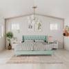 imageNovogratz Her Majesty Tufted Upholstered Bed Frame Full Pink LinenGreen