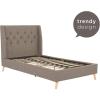 imageNovogratz Her Majesty Tufted Upholstered Bed Frame Full Pink LinenGrey