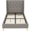 imageNovogratz Her Majesty Tufted Upholstered Bed Frame Full Pink LinenGrey