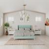 imageNovogratz Her Majesty Tufted Upholstered Bed Frame Full Pink LinenLight Green