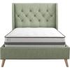 imageNovogratz Her Majesty Tufted Upholstered Bed Frame Full Pink LinenLight Green