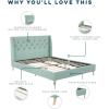 imageNovogratz Her Majesty Tufted Upholstered Bed Frame Full Pink LinenLight Green