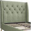 imageNovogratz Her Majesty Tufted Upholstered Bed Frame Full Pink LinenLight Green
