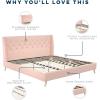 imageNovogratz Her Majesty Tufted Upholstered Bed Frame Full Pink LinenPink