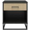 imageNovogratz Kelly Nightstand Ivory OakBlack and Faux Rattan
