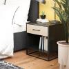 imageNovogratz Kelly Nightstand Ivory OakBlack and Faux Rattan
