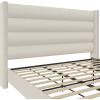 imageNovogratz Louis Upholstered Bed Frame with High Tufted Headboard King Textured Ivory CanvasKing