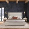 imageNovogratz Louis Upholstered Bed Frame with High Tufted Headboard King Textured Ivory CanvasKing