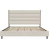 imageNovogratz Louis Upholstered Bed Frame with High Tufted Headboard King Textured Ivory CanvasKing