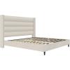 imageNovogratz Louis Upholstered Bed Frame with High Tufted Headboard King Textured Ivory CanvasKing