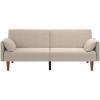 imageNovogratz Markham 805quot Futon Sofa Bed with 2 Attached Cushions Sand Basket Weave