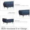 imageNovogratz Tallulah Memory Foam Futon Couch Bed Futon Sofa Bed  Tan Basket WeaveBlue