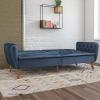 imageNovogratz Tallulah Memory Foam Futon Couch Bed Futon Sofa Bed  Tan Basket WeaveBlue