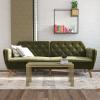 imageNovogratz Tallulah Memory Foam Futon Couch Bed Futon Sofa Bed  Tan Basket WeaveGreen