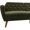 imageNovogratz Tallulah Memory Foam Futon Couch Bed Futon Sofa Bed  Tan Basket WeaveGreen