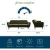 imageNovogratz Tallulah Memory Foam Futon Couch Bed Futon Sofa Bed  Tan Basket WeaveGreen