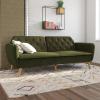 imageNovogratz Tallulah Memory Foam Futon Couch Bed Futon Sofa Bed  Tan Basket WeaveGreen