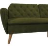 imageNovogratz Tallulah Memory Foam Futon Couch Bed Futon Sofa Bed  Tan Basket WeaveGreen