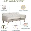 imageNovogratz Tallulah Memory Foam Futon Couch Bed Futon Sofa Bed  Tan Basket WeaveIvory Boucle