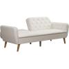 imageNovogratz Tallulah Memory Foam Futon Couch Bed Futon Sofa Bed  Tan Basket WeaveIvory Boucle